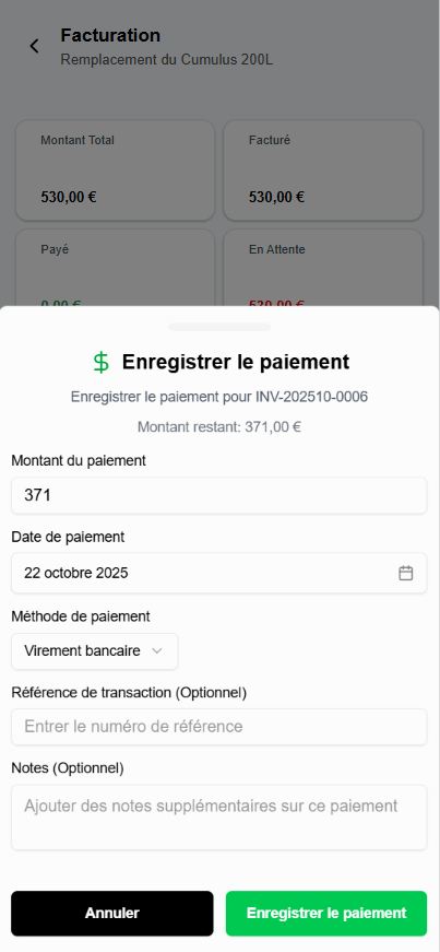 Donizo payment tracking dashboard